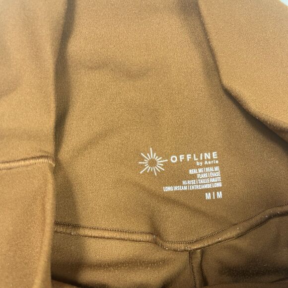 Aerie Offline Real Me High Waisted Flared Pants Brown Soft Stretch 70s Boho M - Picture 11 of 14